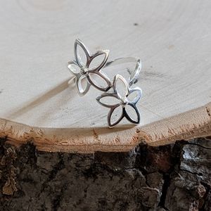 925 Sterling Silver Ring Plumeria Size 7 Women's Jewelry